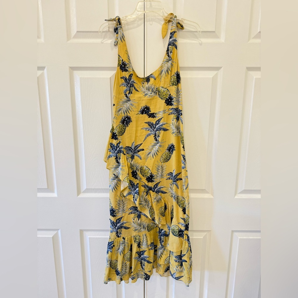 Majorelle Palm Print ruffle dress